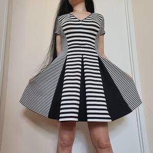 Black and white striped banana republic dress